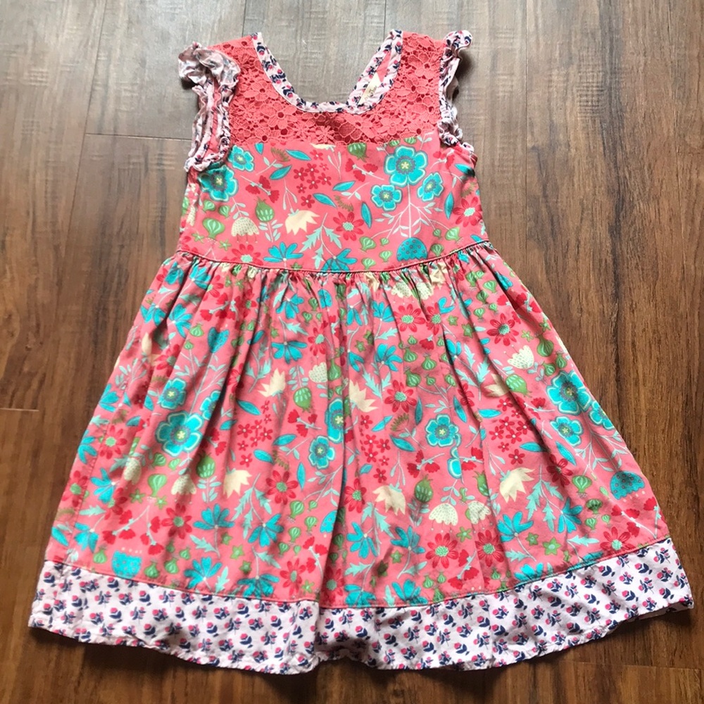 Matilda Jane Floral Kids Dress - Coral and Teal